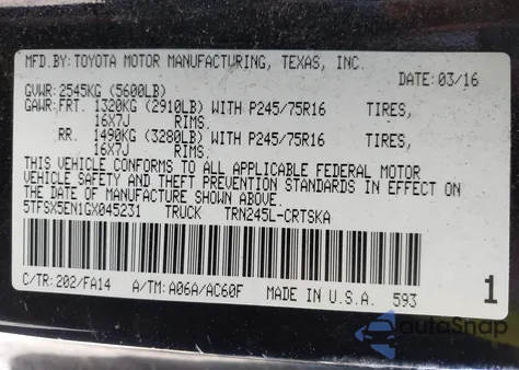 2016 Toyota Tacoma Sr из США, поврежденный, VIN 5TFSX5EN1GX045231